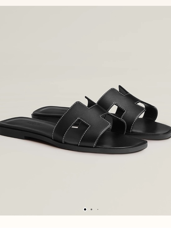 Hermes Shoes - Hermes Oran Women's Sandal Sz 38 Black Box Leather NEW
